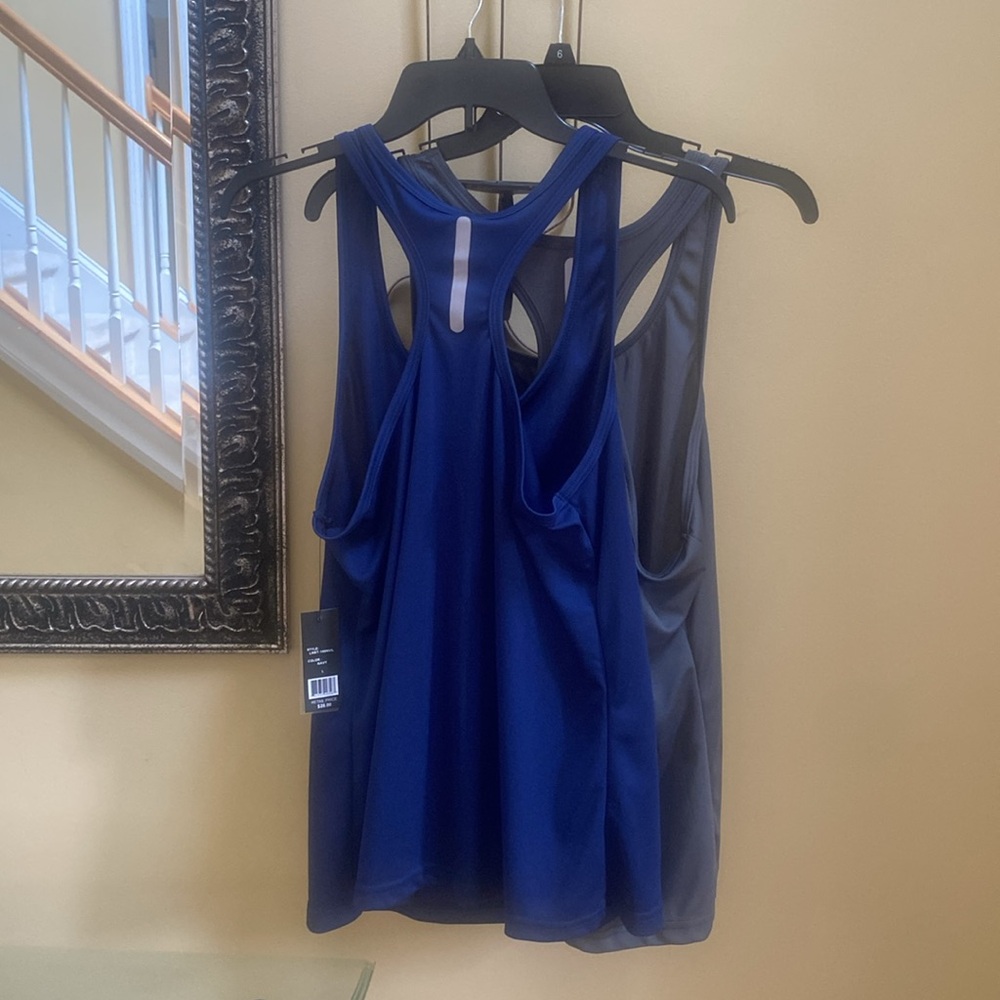 Galaxy set is 2, Blue + Grey women's L racer back athletic tank tops $56 - Picture 2 of 8